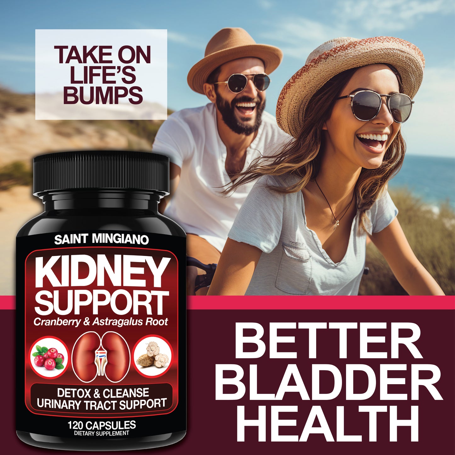 Kidney Support Cleanse Detox & Repair -120 Capsules - Cranberry & Astragalus Root Pills